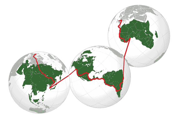 Earthcircuit's route around the world